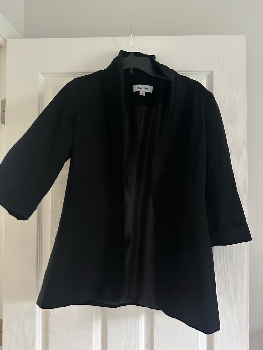 Calvin Klein Black Short sleeve Open-Front Blazer